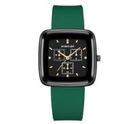 RORIOS Montre Unisexe Chronographe Analogique à Quartz Montres Carrées avec Bracelet en Silicone Mode Sport étanche Watches Vert