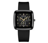 RORIOS Montre Unisexe Chronographe Analogique à Quartz Montres Carrées avec Bracelet en Silicone Mode Sport étanche Watches Noir