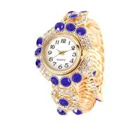 RORIOS Montre Vintage à Pompon Montres Quartz Bracelet en Acier Inoxydable & Cristal Chiffres Arabes Affichage Analogique Watches pour Femme Bleu