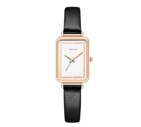 RORIOS Montre Vintage Rectangulaire Femme Bracelet en Cuir Montres Analogique Quartz avec Cadran Élégant Mode Multistyle pour Femmes/Adolescentes Blanc Noir