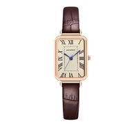 RORIOS Montre Vintage Rectangulaire Femme Bracelet en Cuir Montres Analogique Quartz avec Cadran Élégant Mode Multistyle pour Femmes/Adolescentes Marron