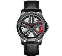 RORIOS Montres à Roues de Voiture Montres Bracelet pour Homme Mode Cool Montre De Poignet Analogique à Quartz Montres Étanche Cuir Squelette Regarder