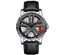 RORIOS Montres à Roues de Voiture Montres Bracelet pour Homme Mode Cool Montre De Poignet Analogique à Quartz Montres Étanche Cuir Squelette Regarder