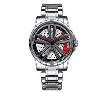 RORIOS Montres à Roues de Voiture Montres Bracelet pour Homme Mode Cool Montre De Poignet Analogique à Quartz Montres Étanche Acier Inoxydable Squelette Regarder