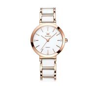 RORIOS Montres Acier Inoxydable pour Femmes Dames Montre Simples Bracelet en Céramique Montre De Poignet Analogique Quartz Montre Élégant Diamant Blanc
