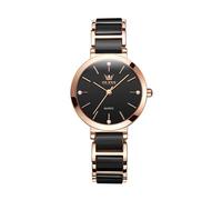 RORIOS Montres Acier Inoxydable pour Femmes Dames Montre Simples Bracelet en Céramique Montre De Poignet Analogique Quartz Montre Élégant Diamant Noir