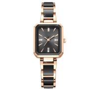 RORIOS Montres Affaires Dames Montre Analogique Quartz Montre De Poignet Classique Habillée Montre Semplice Carré pour Femmes Montre Bracelet Céramique Noir