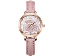 RORIOS Montres Analogique Quartz pour Femmes Montre de Poigne Dames Décontracté Montre Simple Diamant Regarder Imperméable Bracelet en Cuir Rose