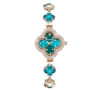 RORIOS Montres Bijoux pour Femme Montre Trèfle Bracelet Montre De Poignet Analogique Quartz Montre Diamant Mode Bracelet Fille Élégant Bleu