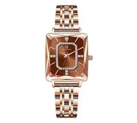 RORIOS Montres Bracelet Acier Inoxydable Montre Affaires pour Femmes Rectangulaire de Poignet Fille Analogique Quartz Mode Minimaliste Diamond Watch Marron