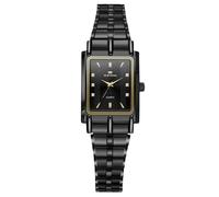 RORIOS Montres Bracelet Couple Acier Inoxydable Montre De Poignet Pur Hommes Femmes Rectangle Montre Analogique Quartz Montre Simples Affaires Noir B