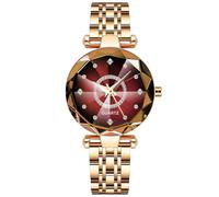 RORIOS Montres Bracelet Élégant pour Femmes Montre De Poignet Analogique Quartz Montre Mode Diamant Montre Simple Acier Inoxydable Rouge A