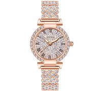 RORIOS Montres Bracelet Femmes Élégant Montre De Poignet à Petit Cadran Diamant Plein Montre Or Rose Acier Inoxydable Montres Mode Analogique Quartz