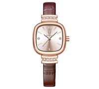 RORIOS Montres Bracelet Minimaliste pour Femmes Petite Montre Carrée Montre de Poignet Fille Élégant Montres Analogique Quartz Bracelet en Acier Inoxydable Marron