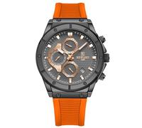 RORIOS Montres Bracelet Moda pour Homme Montre de Poignet Minimaliste Silicone Bracelet Montre Multifonction Chronographe Montre Décontracté Quartz Orange