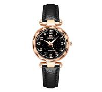 RORIOS Montres Bracelet Mode pour Femme Montre De Poignet Dames Acier Inoxydable Montres Élégant Bracelet en Cuir Montre Analogique Quartz Montre Noir