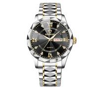 RORIOS Montres Bracelet Quartz Élégant pour Homme Montre Classique Acier Inoxydable Montre de Poignet Diamant Étanche Regarder Multifonction Affaires Or Noir A