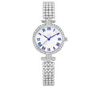 RORIOS Montres Chaîne Perles Femmes Montre De Poignet Vintage Petit Cadran Montre Analogique Quartz Acier Inoxydable Montre Diamant Imperméable Argent