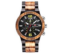 RORIOS Montres Hommes en Bois Super Light Quartz Montre en Bois Naturel Montres avec Calendrie Chronographe Sports Hommes Bracelet