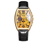 RORIOS Montres Hommes Mécanique Automatique Montre avec Bracelet en Cuir Tourbillon Montre pour Hommes