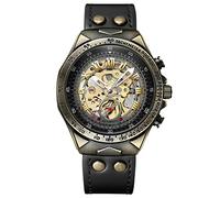 RORIOS Montres Mécanique Automatique Homme Lumineuses Imperméable Montre De Poignet Vintage Squelette Cadran Regarder avec Bracelet en Cuir