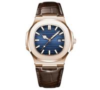 RORIOS Montres Minimaliste pour Homme Montre Bracelet de Poignet Analogique Quartz Montre Calendrier Lumineuse Montre Décontracté Acier Inoxydable Rosegold Bleu