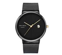 RORIOS Montres Minimaliste pour Homme Montre de Poignet Quartz Analogique Montre Simple Affaires avec Bracelet Acier Inoxydable Maillé Noir