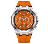 RORIOS Montres Moda pour Homme Montre de Poignet Sport Quartz Montre Multifonction Chronographe Montre Décontracté Lumineuses Bracelet en Silicone Orange