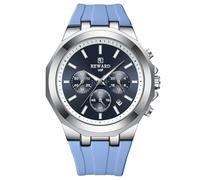 RORIOS Montres Moda pour Homme Montre de Poignet Sport Quartz Montre Multifonction Chronographe Montre Décontracté Lumineuses Bracelet en Silicone Bleu