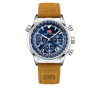 RORIOS Montres Multifonction pour Homme Montre Vol Aéronautique Chronographe Montre Simple Quartz Montre de Poignet Décontracté Acier Inoxydable Bleu