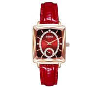 RORIOS Montres pour Femmes Rectangle Montre De Poignet Moda Diamant Montre Bracelet Dames Élégant Montre Analogique Quartz Montre Rouge Cadran