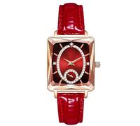 RORIOS Montres pour Femmes Rectangle Montre De Poignet Moda Diamant Montre Bracelet Dames Élégant Montre Analogique Quartz Montre Rouge Cadran