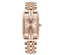 RORIOS Montres pour Femmes Rectangle Montre De Poignet Or Rose Acier Inoxydable Montre Bracelet Dames Analogique Quartz Regarder Moda Diamant Rose