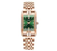RORIOS Montres pour Femmes Rectangle Montre De Poignet Or Rose Acier Inoxydable Montre Bracelet Dames Analogique Quartz Regarder Moda Diamant Vert