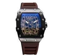 RORIOS Montres Quartz pour Homme Montre de Poignet Mode Tonneau Montre Bracelet Lumineuse Analogique Montre Décontracté Sport avec Calendrier Noir Café