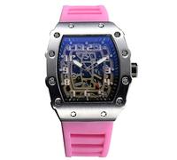 RORIOS Montres Quartz pour Homme Montre de Poignet Mode Tonneau Montre Bracelet Lumineuse Analogique Montre Décontracté Sport avec Calendrier Argent Rose