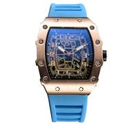 RORIOS Montres Quartz pour Homme Montre de Poignet Mode Tonneau Montre Bracelet Lumineuse Analogique Montre Décontracté Sport avec Calendrier Or Rose Bleu A