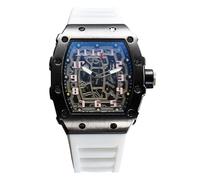 RORIOS Montres Quartz pour Homme Montre de Poignet Mode Tonneau Montre Bracelet Lumineuse Analogique Montre Décontracté Sport avec Calendrier Noir Blanc A