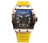 RORIOS Montres Quartz pour Homme Montre de Poignet Mode Tonneau Montre Bracelet Lumineuse Analogique Montre Décontracté Sport avec Calendrier Or Rose Jaune