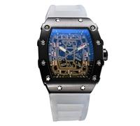 RORIOS Montres Quartz pour Homme Montre de Poignet Mode Tonneau Montre Bracelet Lumineuse Analogique Montre Décontracté Sport avec Calendrier Noir Blanc B