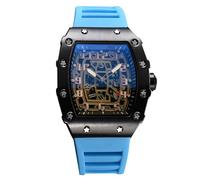 RORIOS Montres Quartz pour Homme Montre de Poignet Mode Tonneau Montre Bracelet Lumineuse Analogique Montre Décontracté Sport avec Calendrier Noir Bleu B