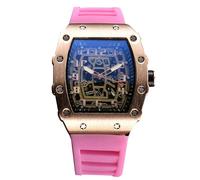 RORIOS Montres Quartz pour Homme Montre de Poignet Mode Tonneau Montre Bracelet Lumineuse Analogique Montre Décontracté Sport avec Calendrier Rose