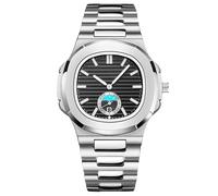 RORIOS Montres Simple pour Homme Montre de Poignet Décontracté Quartz Montre Étanche Calendrier Montre Lumineuse Analogique Bracelet Acier Inoxydable Blanc Noir A