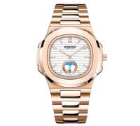 RORIOS Montres Simple pour Homme Montre de Poignet Décontracté Quartz Montre Étanche Calendrier Montre Lumineuse Analogique Bracelet Acier Inoxydable Or Rose Blanc