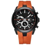 RORIOS Montres Sport pour Homme Montre de Poignet Multifonction Chronographe Montre Décontracté Quartz Montre Moda Analogique Bracelet en Silicone Orange