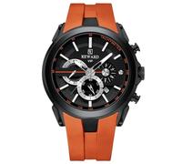 RORIOS Montres Sport pour Homme Montre de Poignet Multifonction Chronographe Montre Décontracté Quartz Montre Moda Analogique Bracelet en Silicone Orange
