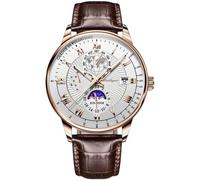 RORIOS Montres Vintage pour Homme Montre Bracelet de Poignet Analogique Quartz Montre Étanche Lumineuse Montre Élégant Acier Inoxydable Rosegold Blanc