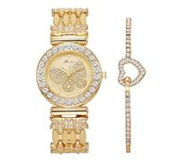 RORIOS Set de Montres Femme Fleur et Papillon en Ton Or avec Bracelet Montre Mode pour Usage Quotidien Mouvement Quartz Papillons