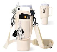 ROROJOYMA Stanley Cup Sac de transport pour bouteille d'eau 1,2 l avec compartiment pour téléphone portable et sangle réglable, avec housse de paille et mousqueton pour activités de plein air