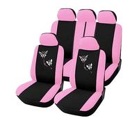 ROROL Protection Siege Auto pour Housses de siège de Voiture Ensemble Complet Ajustement Universel arrière Fendu Papillon Accessoires de Voiture Rose Protecteur de siège.(Set of Seat Covers)